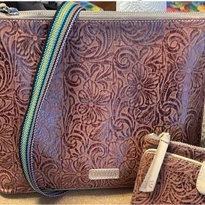 Consuela Sally tooled crossbody purse wallet not included